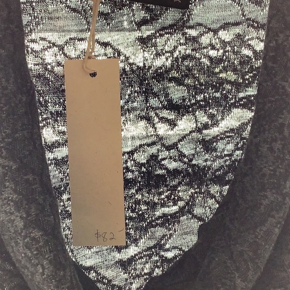 Cut Loose Top Jacquard Lightweight Charcoal Scandi Look Sweater Cowl Neck - Picture 5 of 8